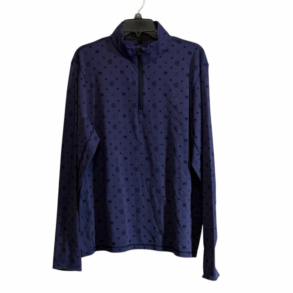 Greyson Men's Large Quarter Zip Pullover All Over Print Golf Performance Purple